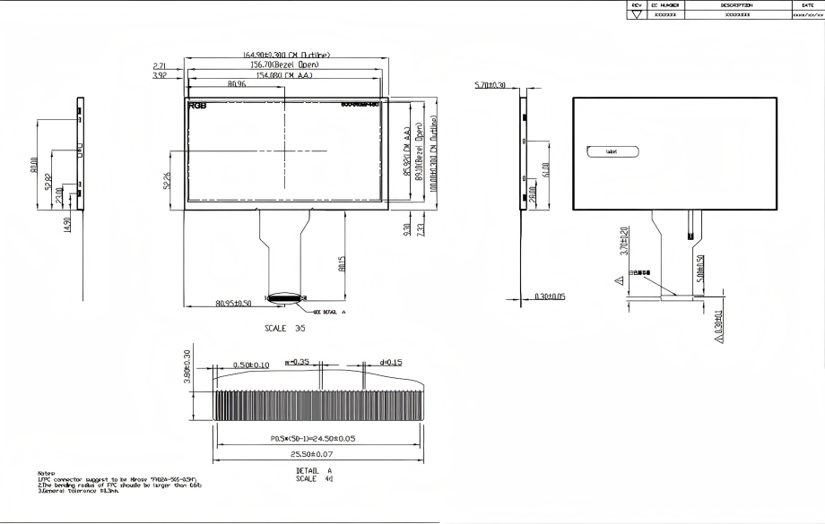 JX070TG35057-C04V01 立煌7寸组装屏 分辨率800*480 常白显示
