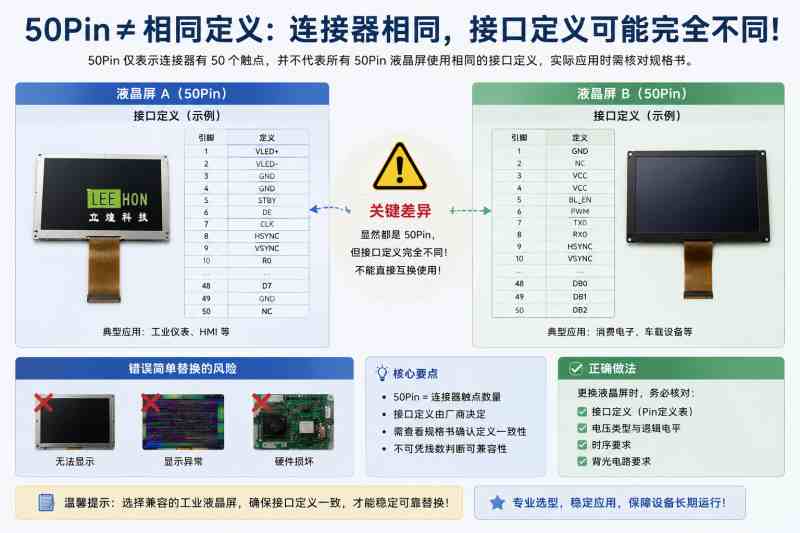 LCD工业液晶屏中RGB 50pin屏可以替代LVDS屏吗？