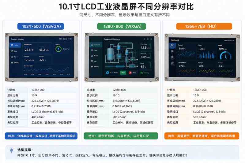10.1寸LCD工业液晶屏分辨率都是一样的吗?能够通用吗? 10.1寸LCD工业液晶屏分辨率都是一样的吗?能够通用吗?