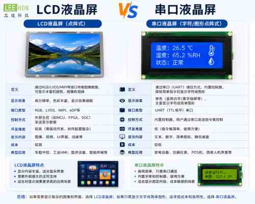 LCD液晶屏和串口液晶屏有什么不一样?选型时主要看这几个区别 LCD液晶屏和串口液晶屏有什么不一样?选型时主要看这几个区别