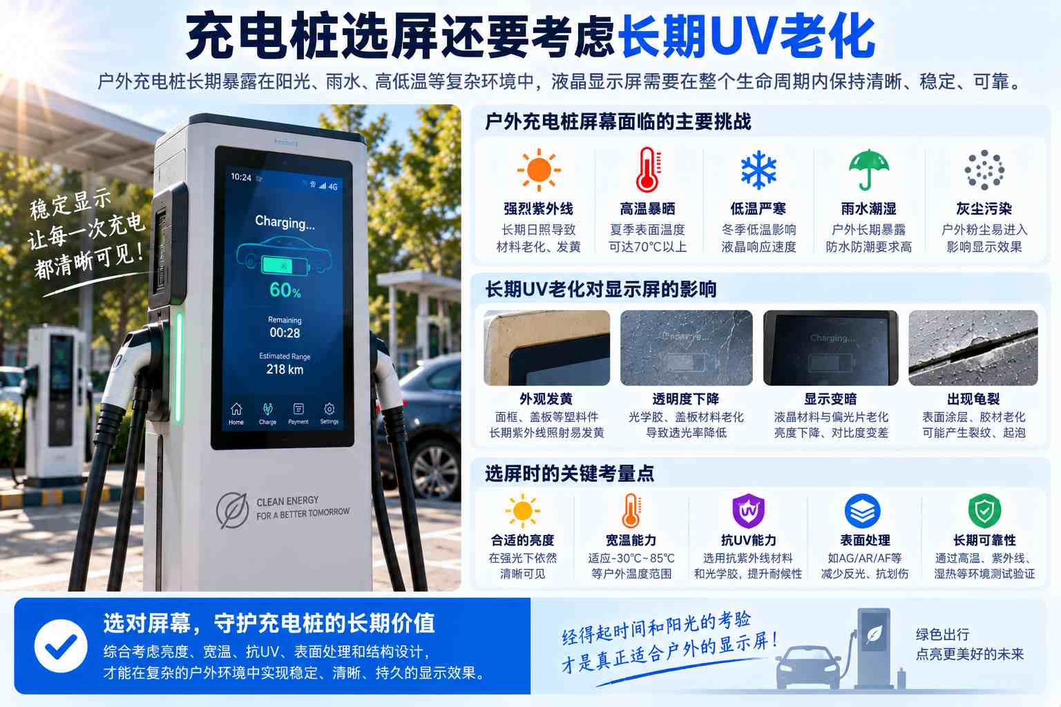 户外充电桩LCD液晶屏为什么普遍需要高亮和宽温? 户外充电桩LCD液晶屏为什么普遍需要高亮和宽温?