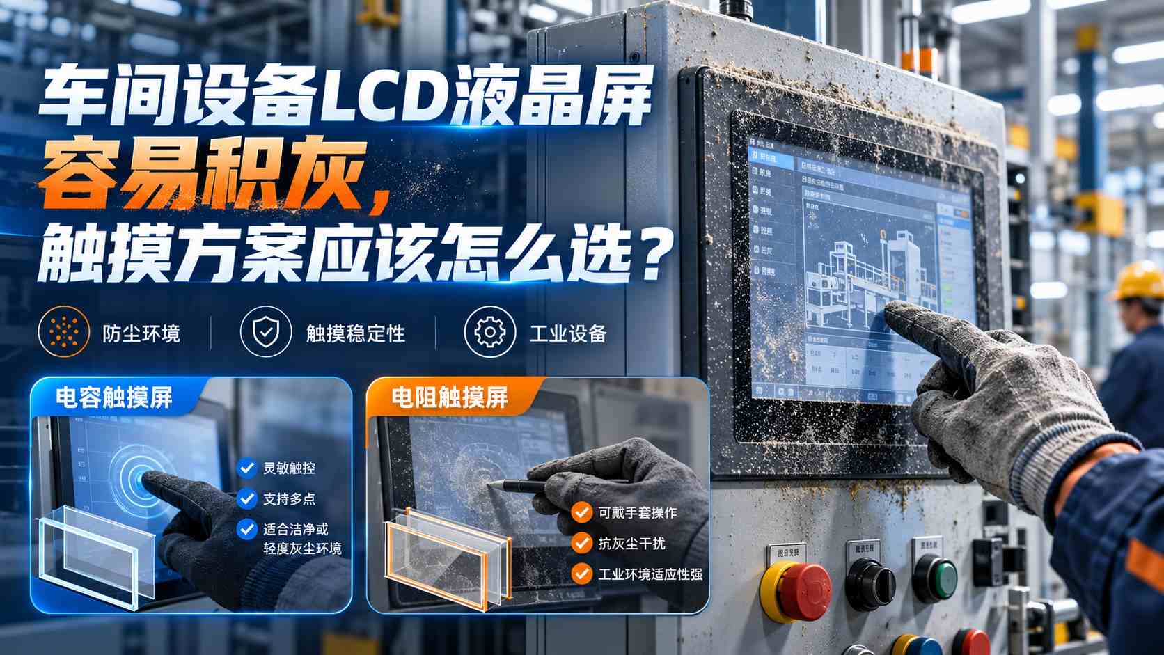 车间设备LCD液晶屏容易积灰,触摸方案应该怎么选? 车间设备LCD液晶屏容易积灰,触摸方案应该怎么选?