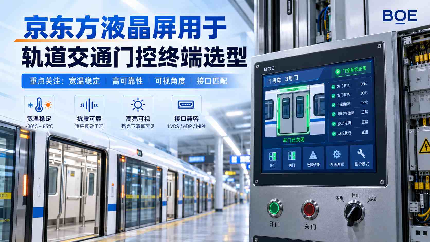 京东方液晶屏用于轨道交通门控终端，频繁启停对选型有什么影响？