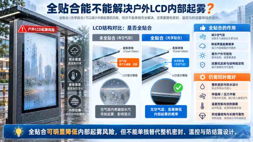 户外终端LCD出现结露水汽,液晶屏会不会损坏? 户外终端LCD出现结露水汽,液晶屏会不会损坏?