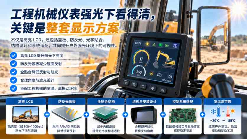 工程机械仪表使用京东方工业屏,强光下怎么保持可辨识？