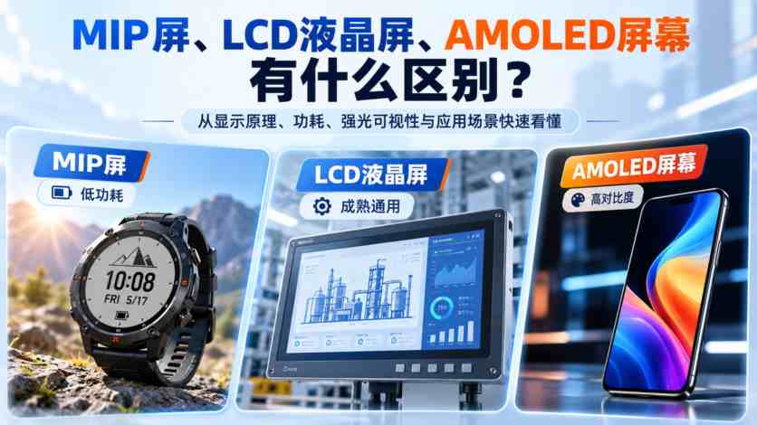 MIP屏、LCD液晶屏、AMOLED屏幕有什么区别?三种显示技术怎么选? MIP屏、LCD液晶屏、AMOLED屏幕有什么区别?三种显示技术怎么选?