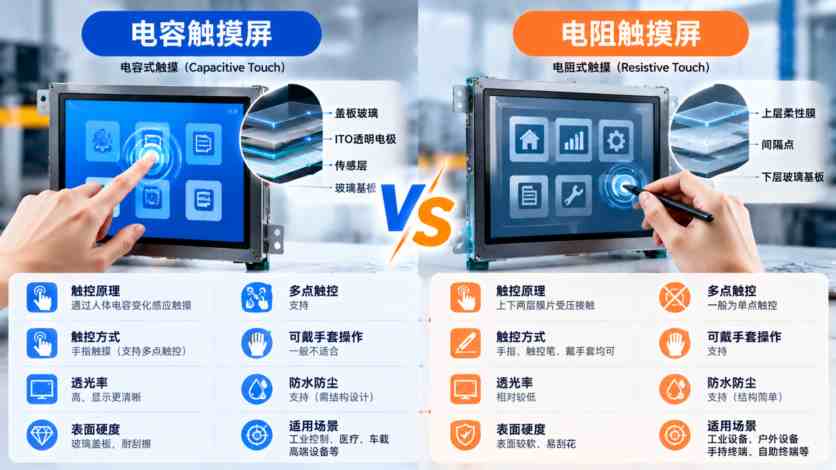 电容触摸屏和电阻触摸屏有什么区别?工业设备应该怎么选? 电容触摸屏和电阻触摸屏有什么区别?工业设备应该怎么选?
